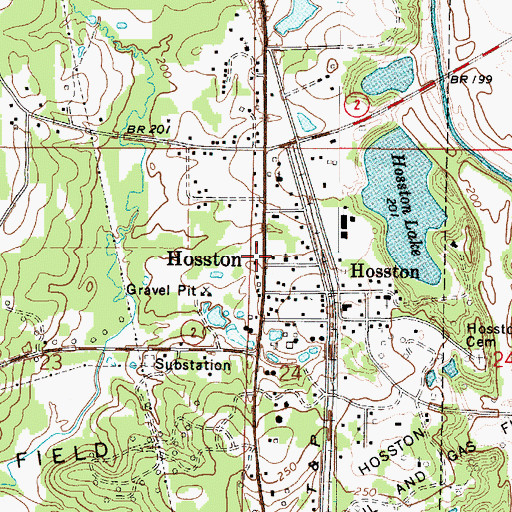 Topographic Map of Hosston, LA
