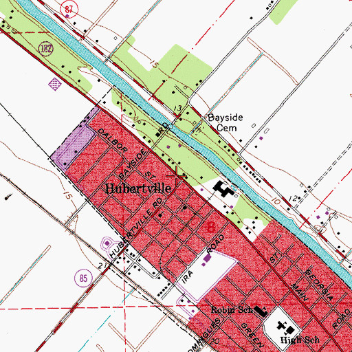 Topographic Map of Hubertville, LA