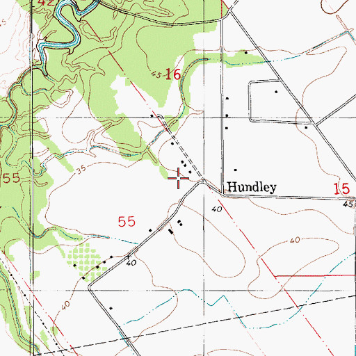 Topographic Map of Hundley, LA