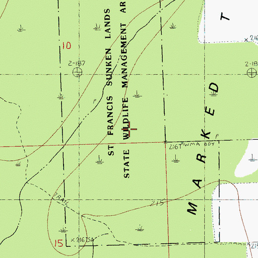 Topographic Map of Saint Francis Sunk Lands, AR