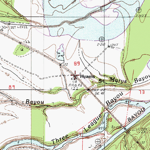 Topographic Map of Hyams, LA
