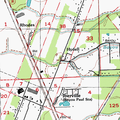 Topographic Map of Hydell, LA