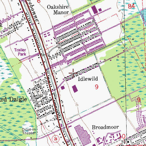 Topographic Map of Idlewild, LA