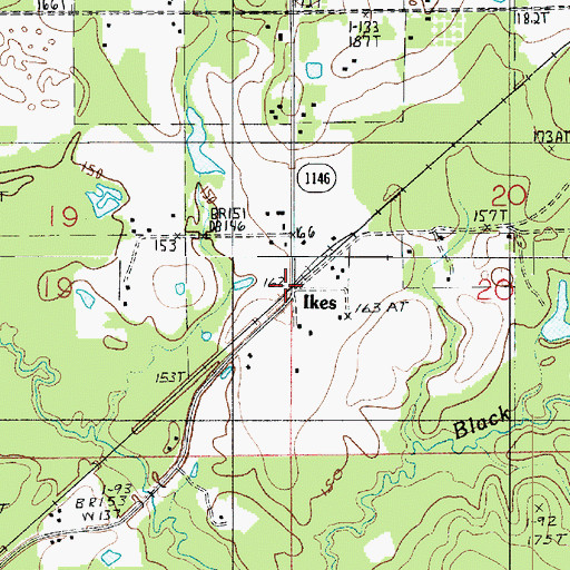 Topographic Map of Ikes, LA