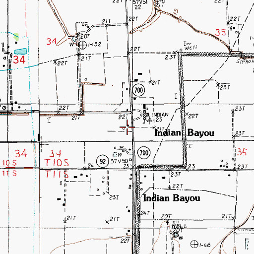 Topographic Map of Indian Bayou, LA