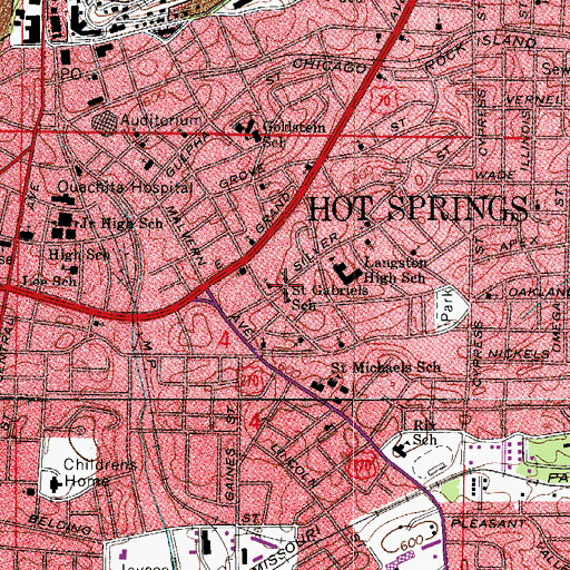 Topographic Map of Saint Gabriels School, AR