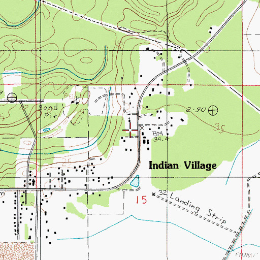 Topographic Map of Indian Village, LA