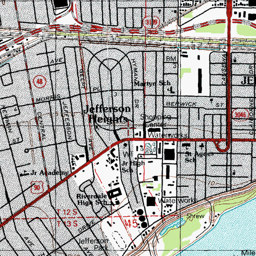 Topographic Map of Jefferson Heights, LA