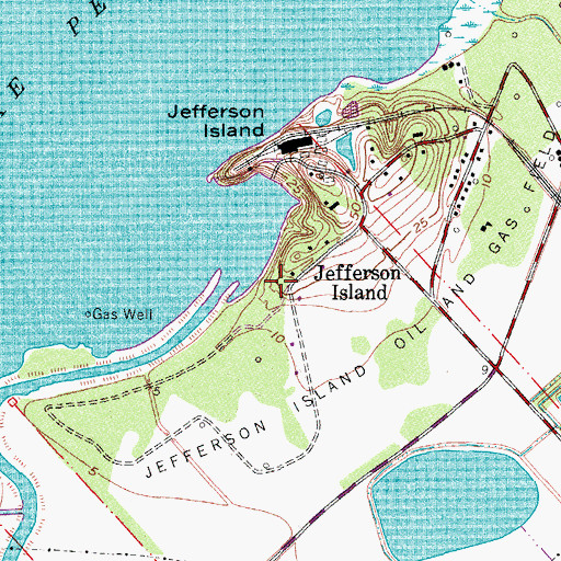 Topographic Map of Jefferson Island, LA