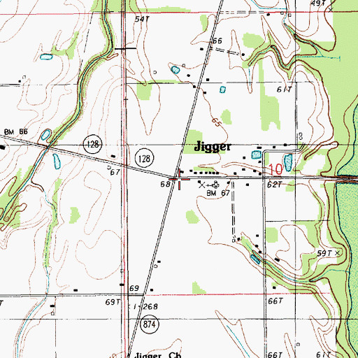 Topographic Map of Jigger, LA