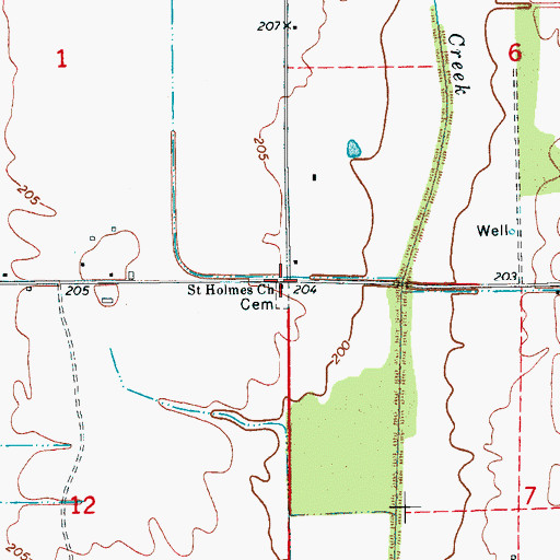Topographic Map of Saint Holmes Church, AR