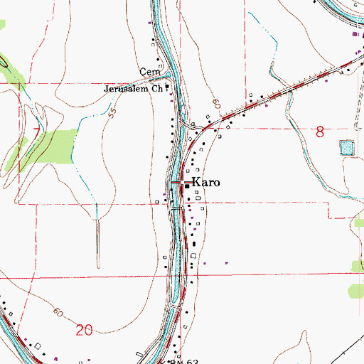 Topographic Map of Karo, LA