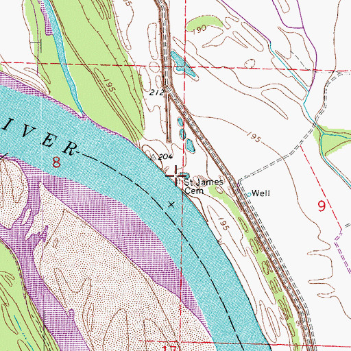 Topographic Map of Saint James Cemetery, AR