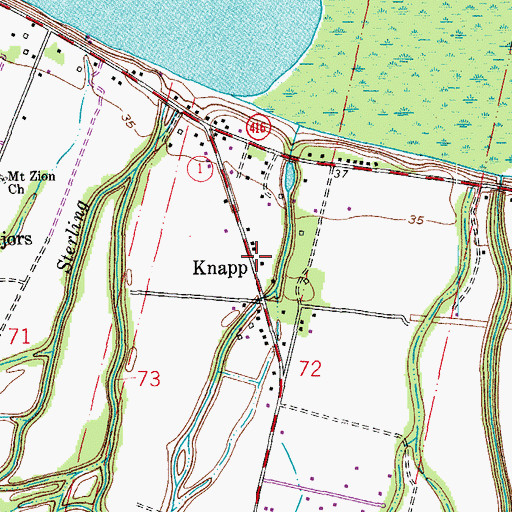 Topographic Map of Knapp, LA