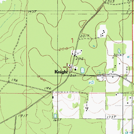 Topographic Map of Knight, LA