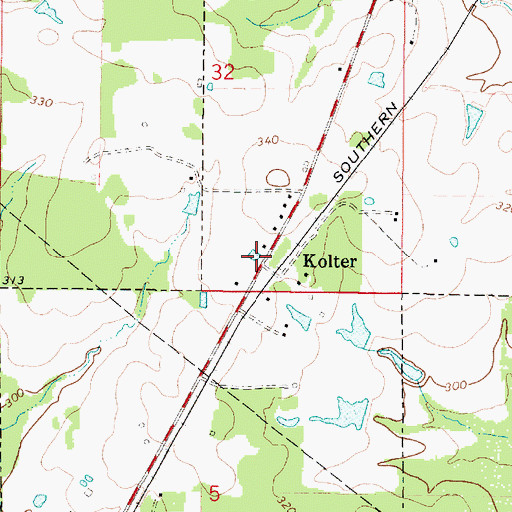 Topographic Map of Kolter, LA