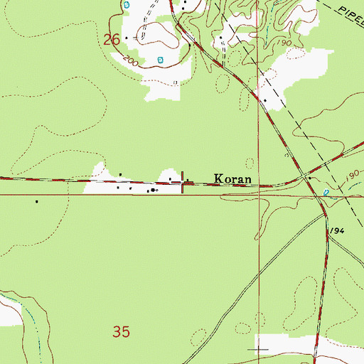 Topographic Map of Koran, LA