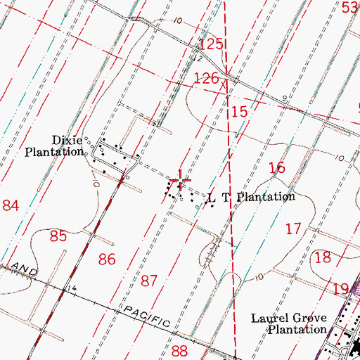 Topographic Map of L T Plantation, LA