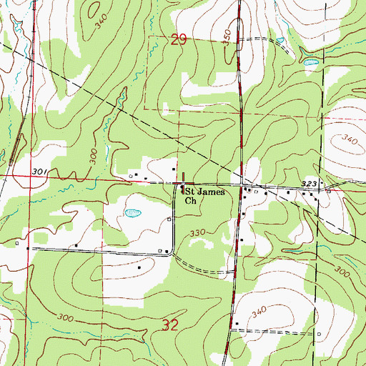 Topographic Map of Saint James Church, AR