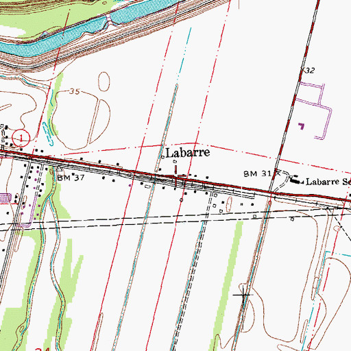 Topographic Map of Labarre, LA