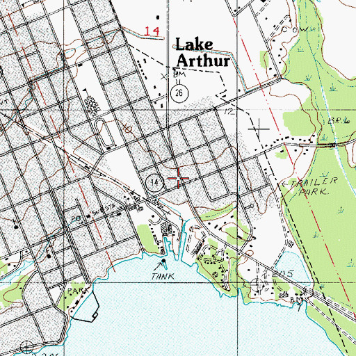 Topographic Map of Lake Arthur, LA