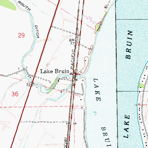Topographic Map of Lake Bruin, LA