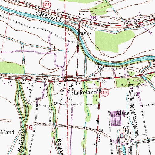 Topographic Map of Lakeland, LA