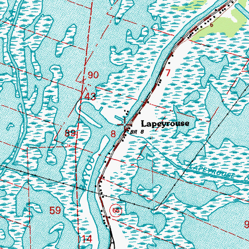 Topographic Map of Lapeyrouse, LA