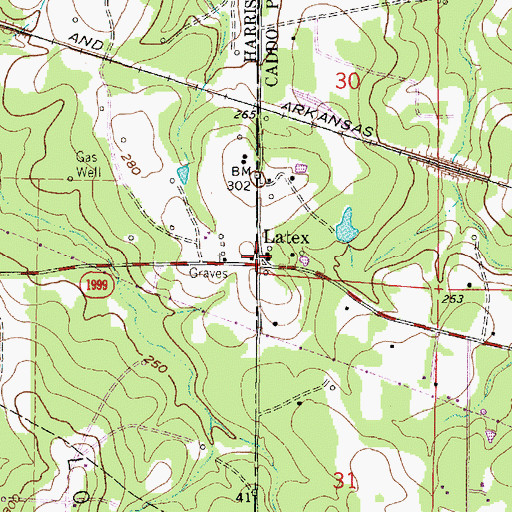 Topographic Map of Latex, LA