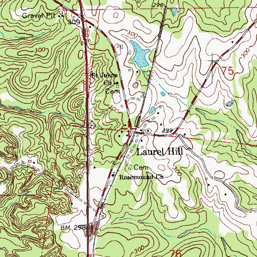 Topographic Map of Laurel Hill, LA