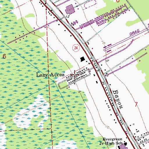 Topographic Map of Lazy Acres, LA