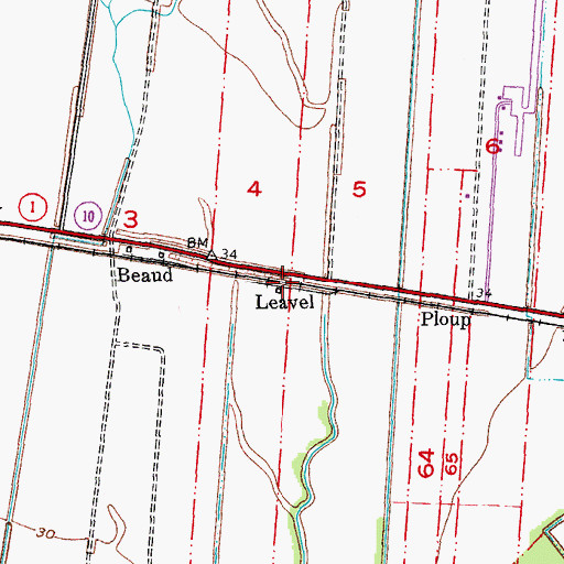 Topographic Map of Leavel, LA