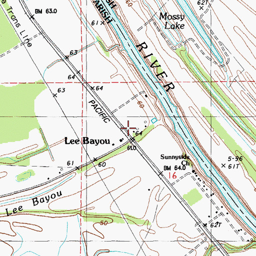 Topographic Map of Lee Bayou, LA