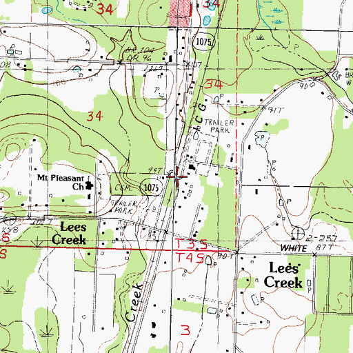 Topographic Map of Lees Creek, LA