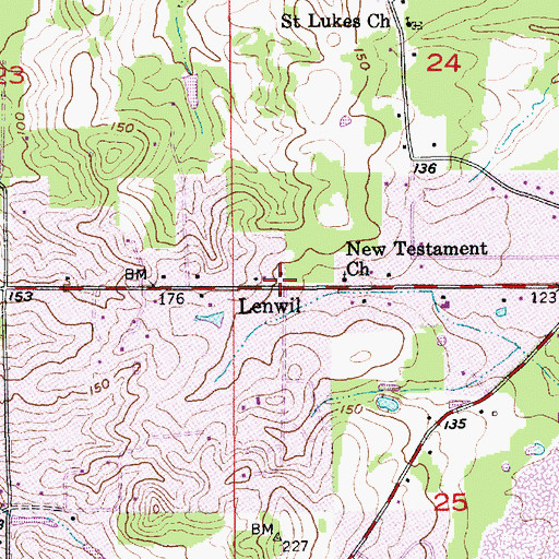 Topographic Map of Lenwil, LA