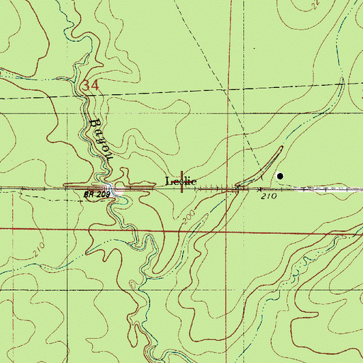 Topographic Map of Leslie, LA