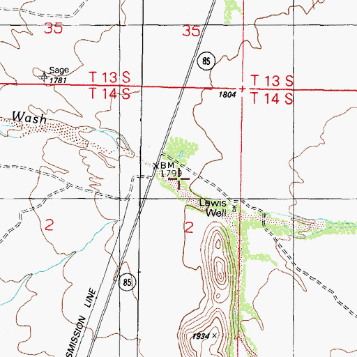 Topographic Map of Gunsight Valley, AZ