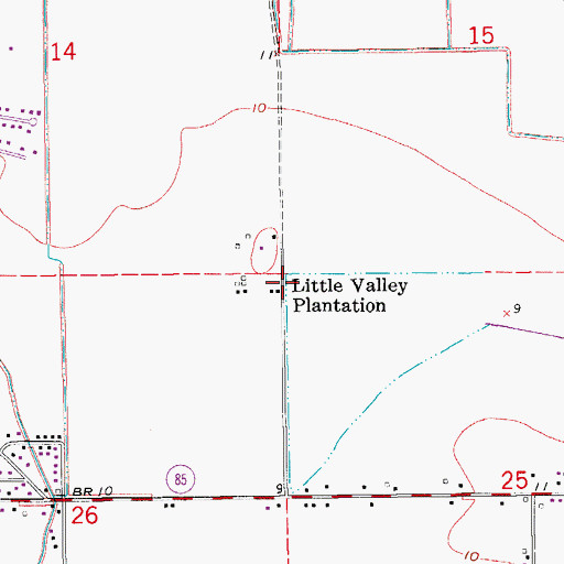 Topographic Map of Little Valley Plantation, LA