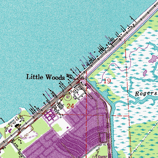 Topographic Map of Little Woods, LA