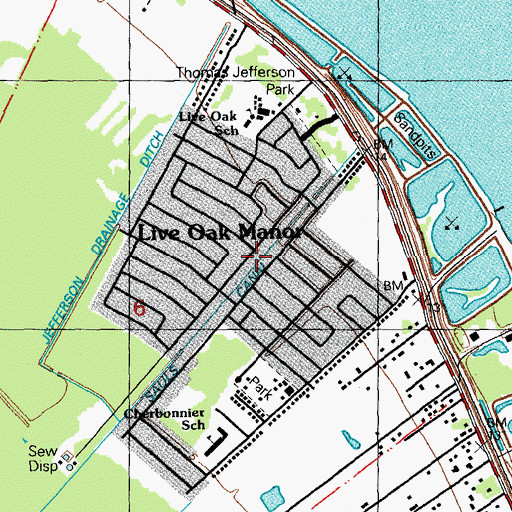Topographic Map of Live Oak Manor, LA