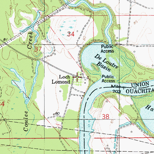 Topographic Map of Loch Lomond, LA