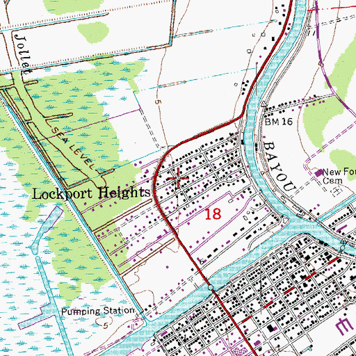 Topographic Map of Lockport Heights, LA
