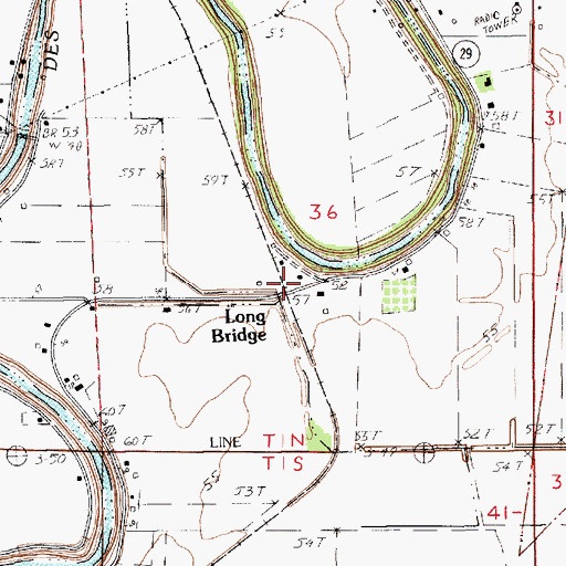 Topographic Map of Long Bridge, LA