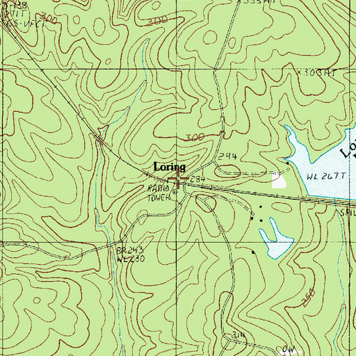 Topographic Map of Loring, LA