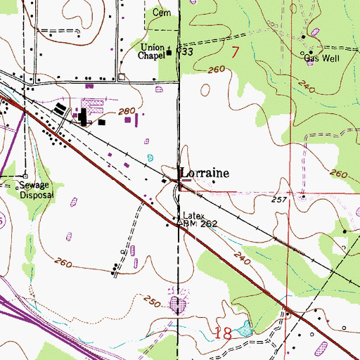 Topographic Map of Lorraine, LA