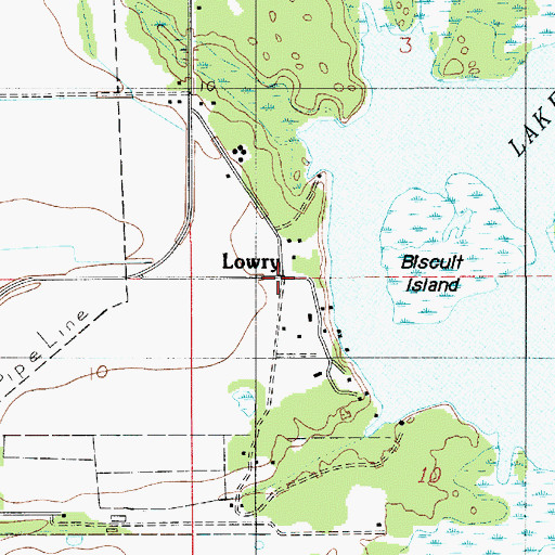 Topographic Map of Lowry, LA