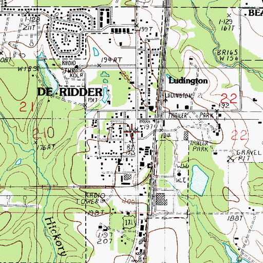 Topographic Map of Ludington, LA