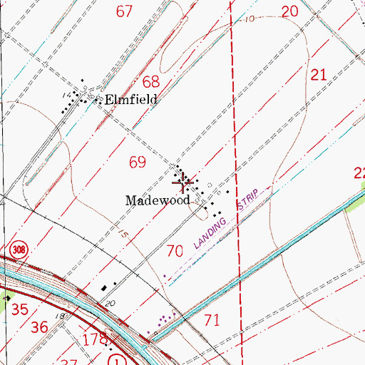 Topographic Map of Madewood, LA