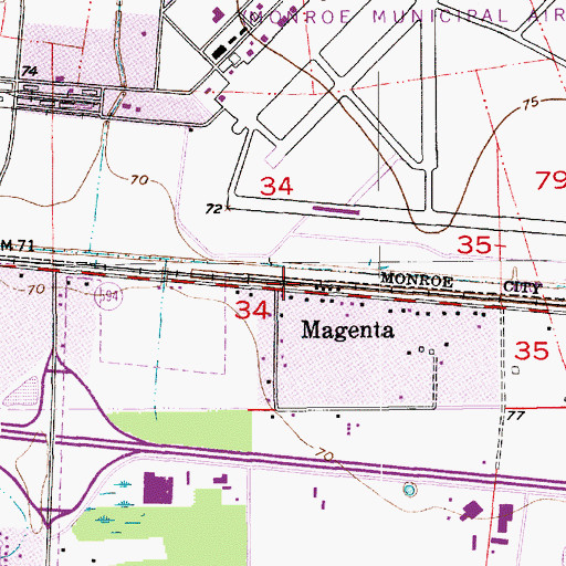 Topographic Map of Magenta, LA