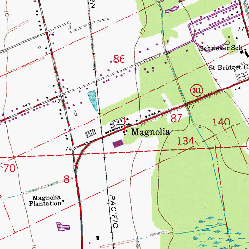 Topographic Map of Magnolia, LA